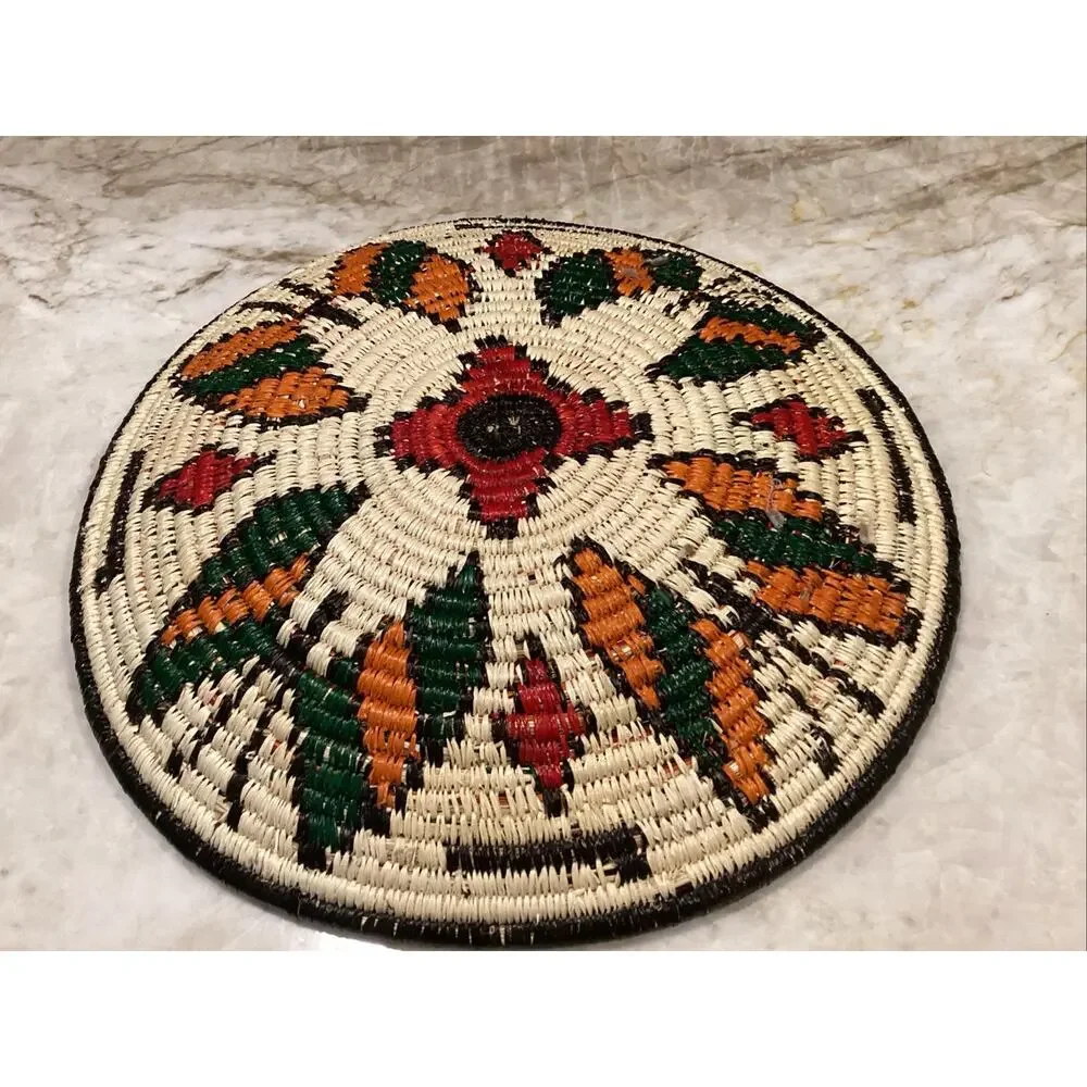 Hand Woven Tray Coil Basket Tray Butterfly 10” Wounaan Embera Tribe Native